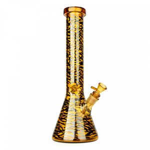 Red Eye Glass 15" Tiger Print Beaker Bong- Honey Gold